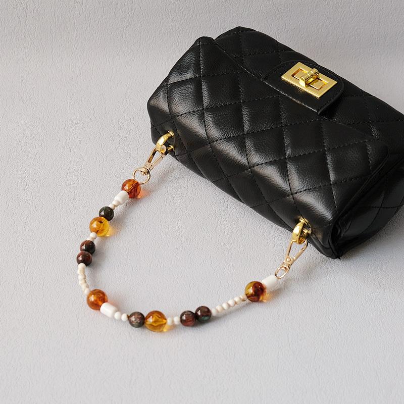 Новая модная женская сумка, аксессуар, съемные янтарные цепочки из бисера, синий акриловый роскошный ремешок, женская сумка, цепочка с ручкой на плечо