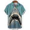 Men's Shirt 3D Marine Animal Print Fashion Button Short Sleeved Lapel Street Clothing Cool and Innovative Hawaiian Shark Shirt