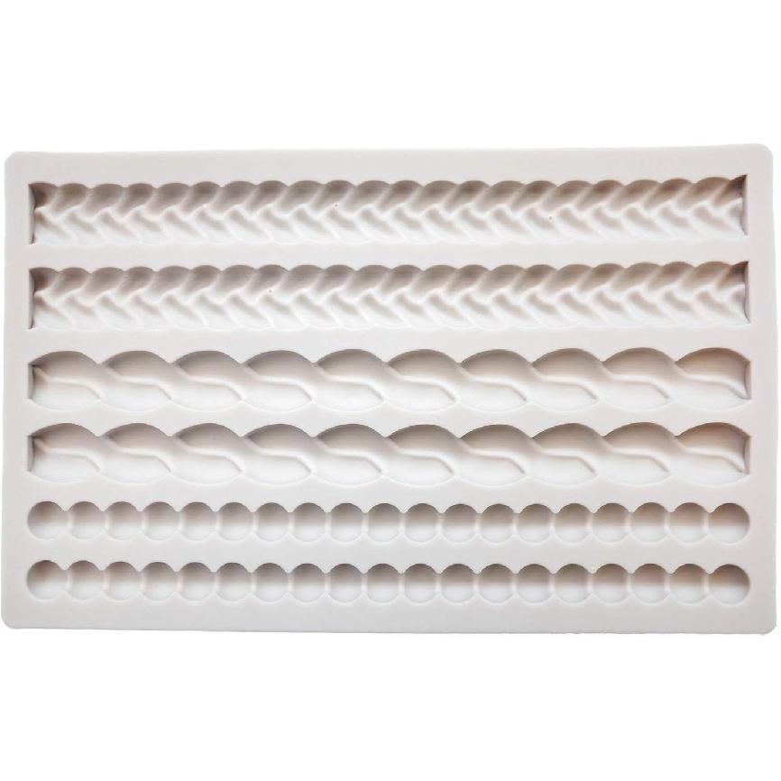 Silicone Pie Crust Mold Impression Mat Knit Rope Pearl Border Lace Chain Molds Fondant Cake Decoration Mould Chocolate Cookie Sugar Craft Icing Gum