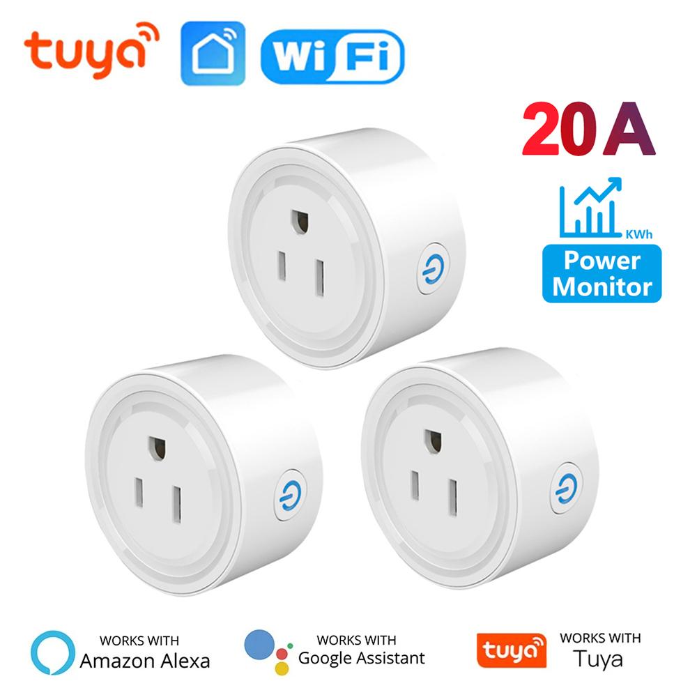 Умная розетка Tuya WiFi 20A с мониторингом мощности США Канада Мексика Перу Япония Колумбия Умная розетка Таймер Работает с Alexa Google Home