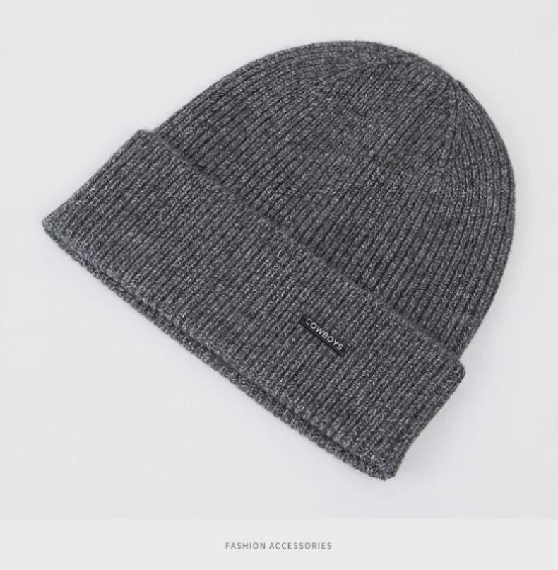 Мужская зимняя шапка из 100% шерсти: Толстые, теплые, трикотажные для езды на велосипеде с защитой ушей