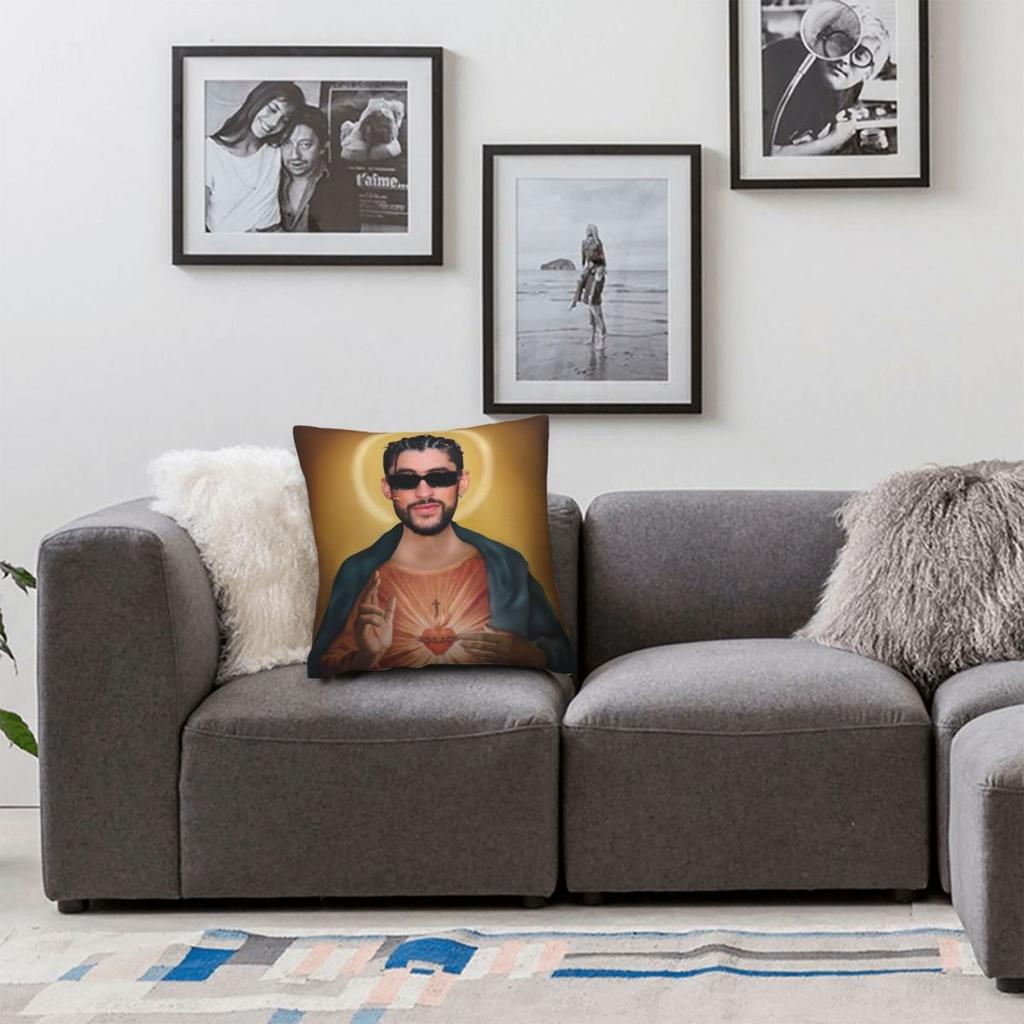 Saint Bad Bunny Pillowcase Soft Polyester Cushion Cover Decor Pillow Case Cover Home Drop Shipping 45X45cm