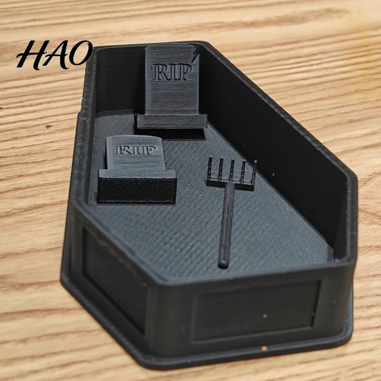 Unique Plant Pots for Succulents Gothic Casket Flower Pot, Include Tombstone And Rake Accessories, Spooky Desk Accessories 3D Printed Container