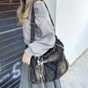 Washed Denim Women Shoulder Bag Large Capacity Student Zipper Messager Handbags