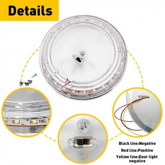 RV LED Interior Lights Round Switched Ceiling Light Fixture Camper Trailer DC12V