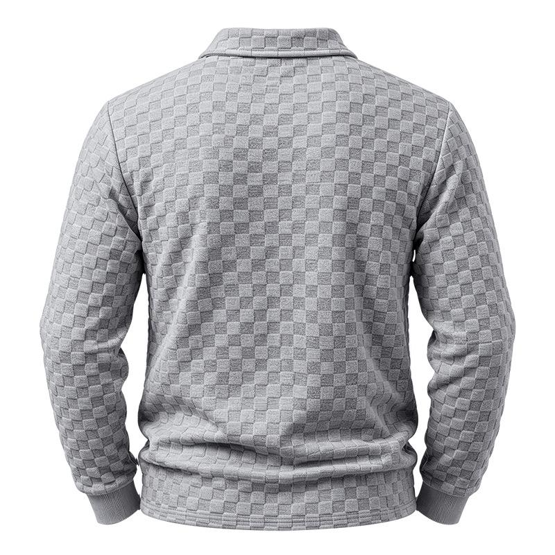 Men S Long Sleeve Polo Shirt American Casual Half Zip Turn Down Collar Top