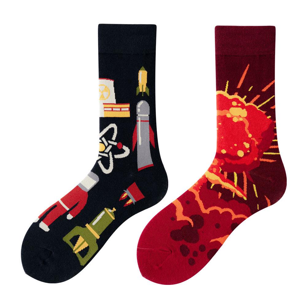 Asymmetric Colorful Christmas Cotton Socks for Couples