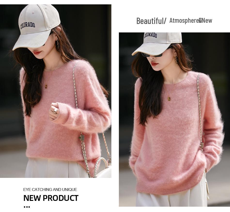 2025 Autumn/Winter Cashmere Wool Blend Round Neck Knitwear Long Sleeve Base Layer Top