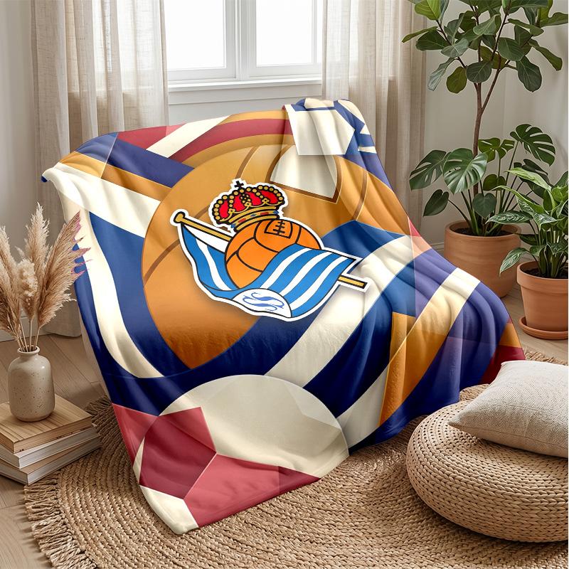 Real Sociedad FC Soft Flannel Fleece Blanket Lightweight Cozy Warm Throw Blanket For Sofa Bed Home Decor
