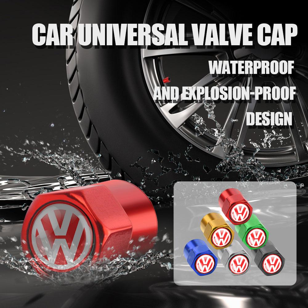 4PCS Aluminum Car Tire Valve Stem Air Caps Anti-theft Airtight Cover For VW Motion Motion Golf Bora Beetle GTI R Line Scirocco
