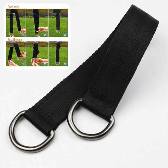 Tree Swing Strap with Metal Ring Hanging Rope with Carabiner Heavy Duty Swing Connection Belt for Outdoor Tree Swings