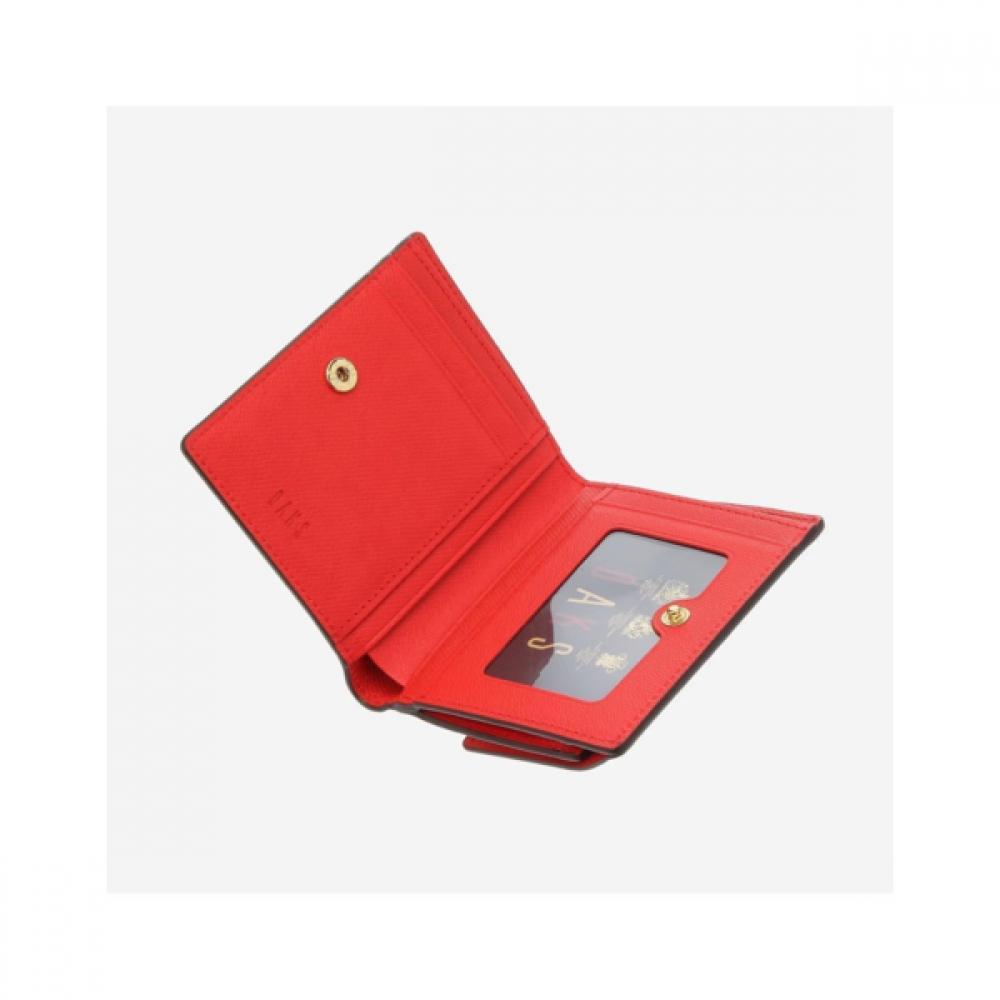 Daks Red Check Two Fold Wallet With Dd Logo