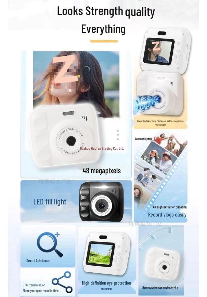 HD Dual Lens Digital Polaroid Camera for Students - Cute, Color Photo Transfer to Phone, Ideal for Parties (12MP)