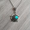 Charm Gothic Silver Color Five-pointed Star Hollowed-out Crescent Purple Crystal Pendant Necklace for Women Halloween Jewelry