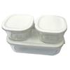 Iwaki Pack & Microwave Storage Containers, Square, 3-Piece Set, White