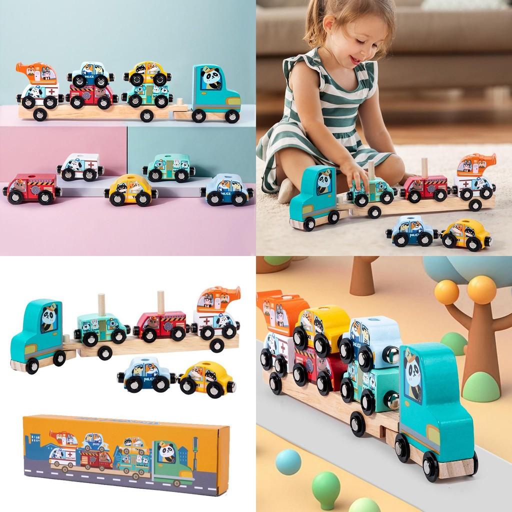 Wooden Animal Pattern Magnetic Car Building Block Children Puzzle Toy Set For Kids Brain Development And Playtime
