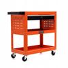 Workshop Tool Trolley with Wheels, 3 Shelves, Key Drawer, Kraft&Dele
