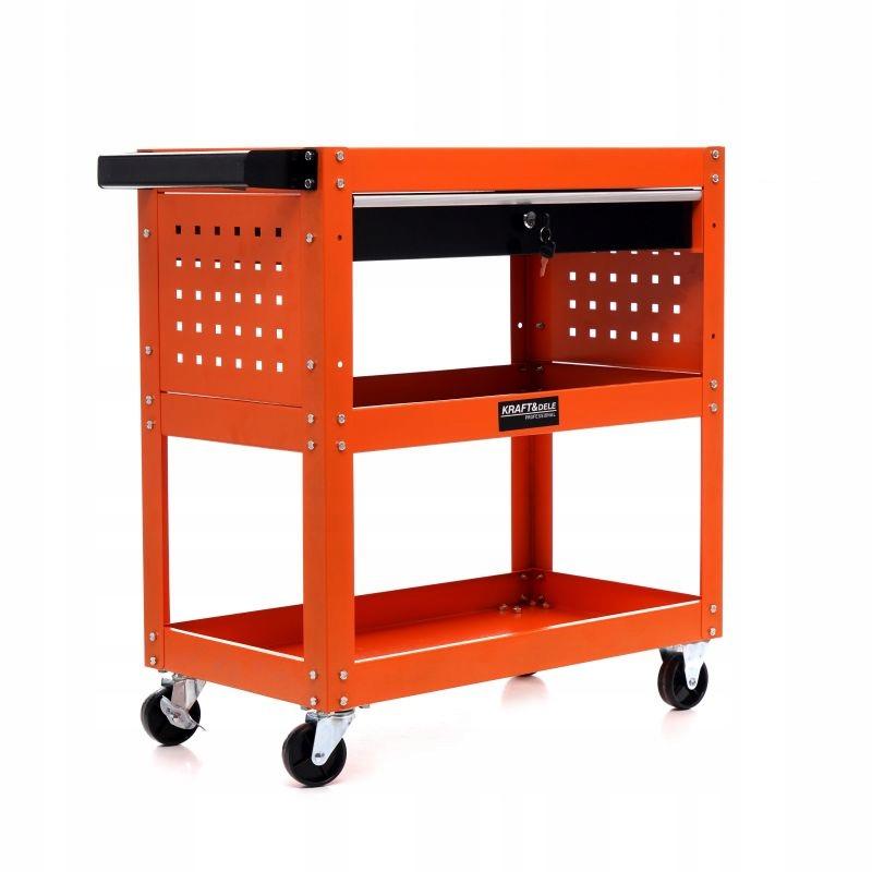 Workshop Tool Trolley with Wheels, 3 Shelves, Key Drawer, Kraft&Dele