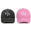 Adjustable Mr Mrs Embroidery Caps Washed Cotton Outdoor Sunscreen Hats Couple Baseball Hats