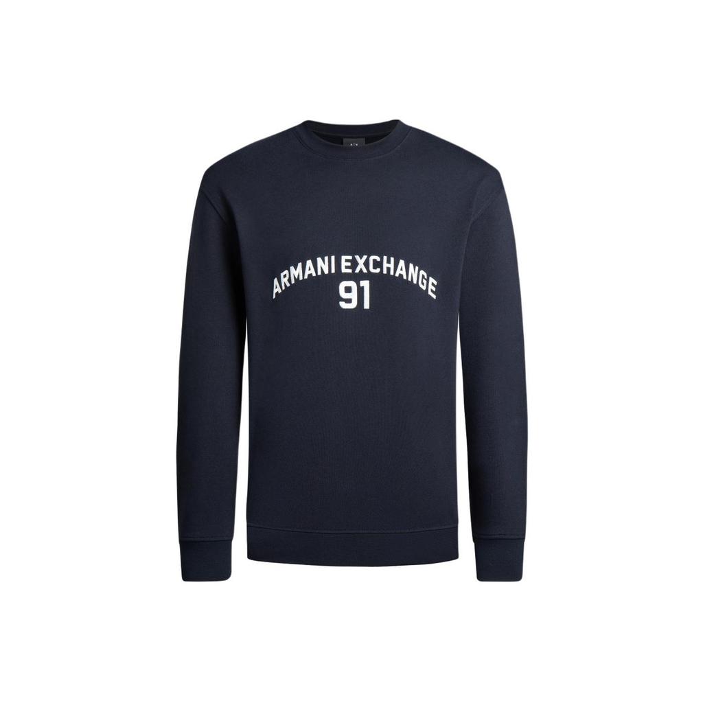 Armani Exchange SS24 Свитшот с принтом букв, круглым вырезом, длинным рукавом, мужской свитшот, темно-синий, 3DZMLK-ZJ4XZ-1583