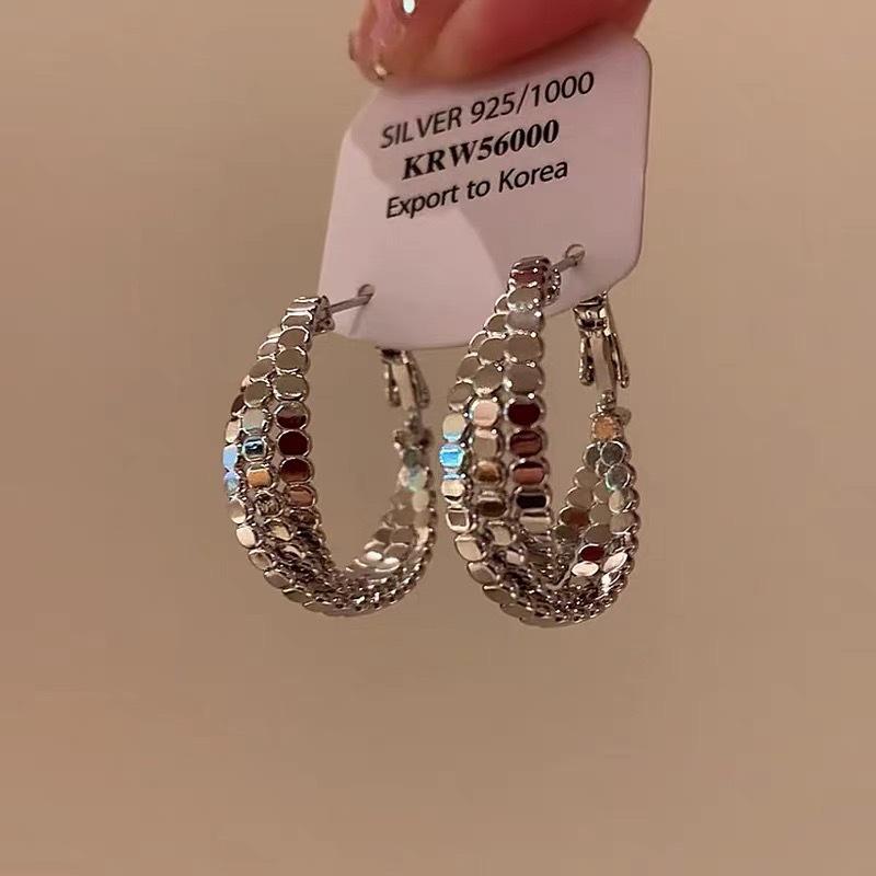 Women Metal Double Layer Hoop Earrings, Light Luxury Plain Circle Ear Buckles, Temperament Large Fashion Ear Jewelry
