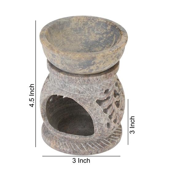 Подставка для аромадиффузора из мыльного камня ручной работы с 2 чайными свечами и маслом могры 2,5 мл