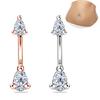 1Pc Women Cubic Zirconia Inlaid Stainless Steel Piercing Belly Button Navel Ring