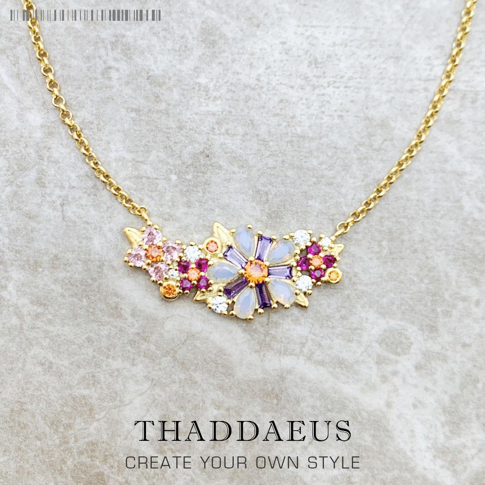 Necklace Flowers Colourful Stones New Link Chain Fine Jewelry Europe 925 Stering Silver Romantic Gift For Women