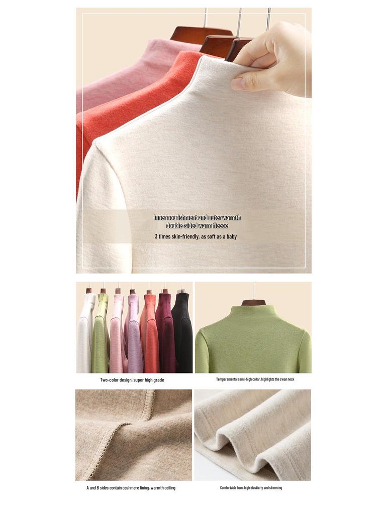 Женский теплый базовый слой из шелка тутового дерева и шерсти с флисовой подкладкой, со средней высотой горловины, коллекция осень/зима 2025