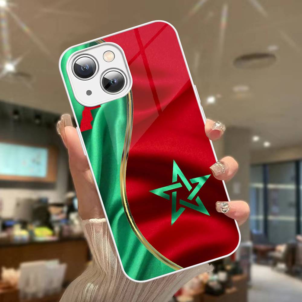M-Флаг Марокко Для IPhone 14 13 12 Mini 11 Pro XS Max X XR 14 Plus Закаленное Стекло Чехол