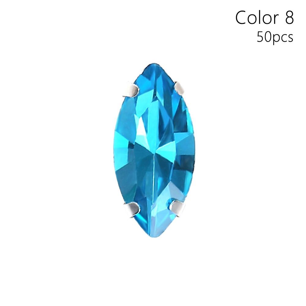 50Pcs/Pack Sew On Glass Crystal Stones With Silver Claw Diamond Beads Ornament  For Needlework