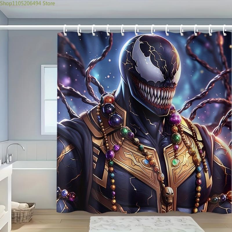 [Официальный] 1 шт. Занавеска для душа с рисунком Marvel Venom, Блокирующая свет, Отличный подарок на новоселье, Современный декор для дома, Декор для ванной