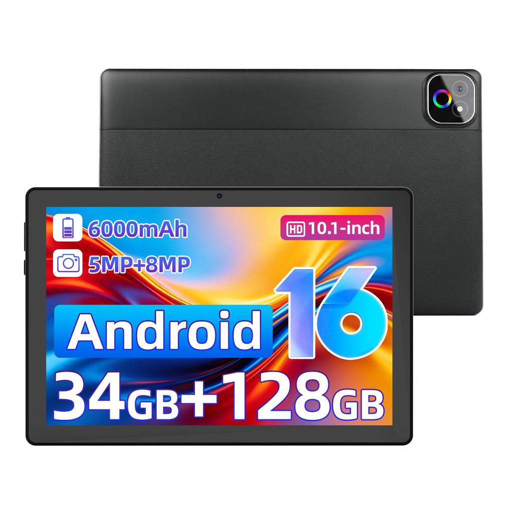 Планшет Android 16, 10,1 дюйма, 34 ГБ + 128 ГБ, Восьмиядерный A523, Аккумулятор 6000 мАч, Набор Клавиатура + Мышь