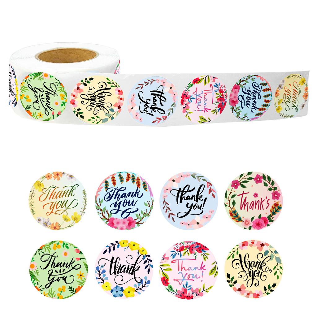 500 Pieces/roll In English Thank You Stickers Roll Stickers Material Decorative Materials Cute Sealing Stickers