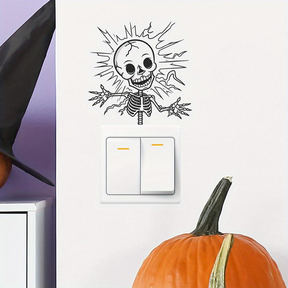 1pc Spooky Halloween Skull for Sticker - Black Electrocuted Design for Bedroom & Entryway Decor, No Power Needed