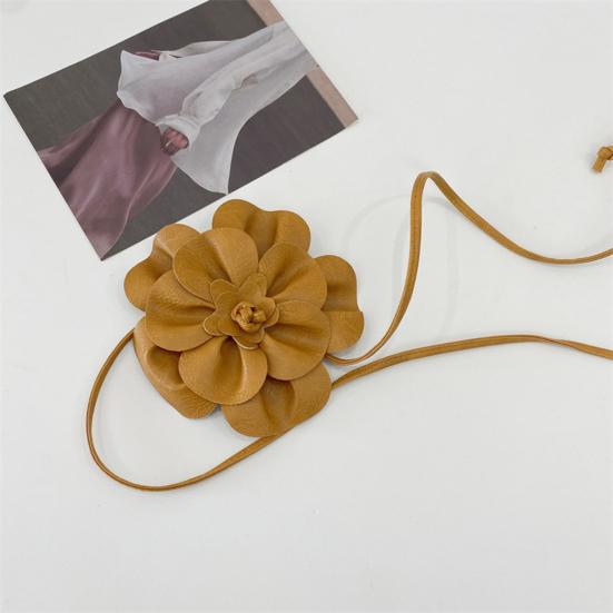 Пояс с цветочным принтом в стиле бохо для женщин и девочек, тонкий пояс из искусственной кожи с цветочным принтом для свадебного платья