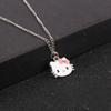 Cartoon Cute Cat Character Pendant Metal Necklace For Casual Wear