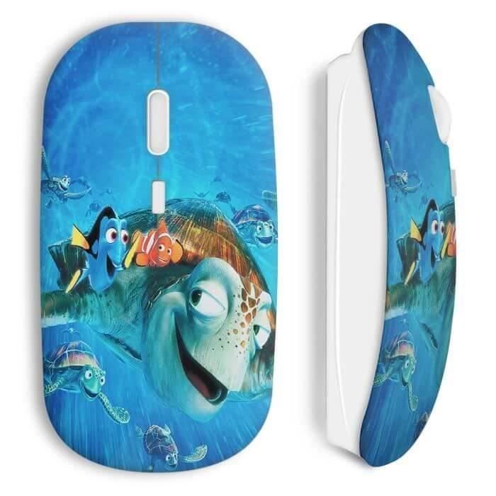 Souris Sans Fil - MANIACASE - Nemo - Bleu - Wi-Fi - Clé USB incluse