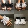 Women Cosplay Wrist Cuffs Lace Ruffles Fingerless Gloves Sunscreen Halloween Party Gothic