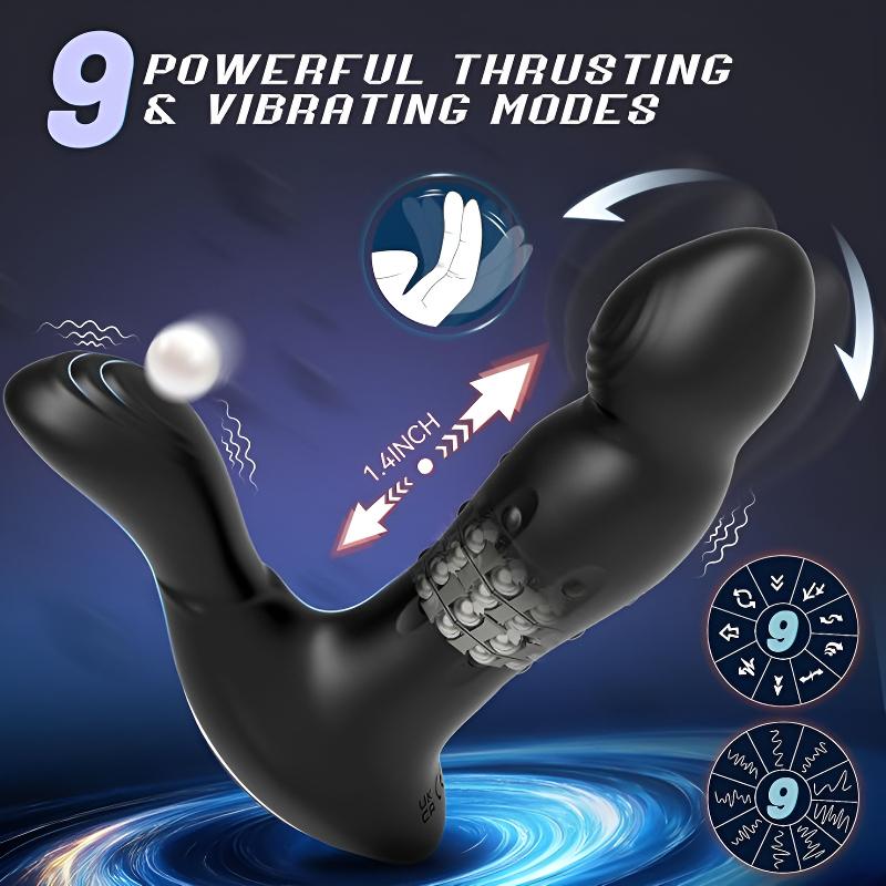 Prostate Massager Male Sex Toys for Men Anal Beads Dildo with 9 Wiggling Thrusting Sliding Beads 9 Vibrating Modes Butt Plug