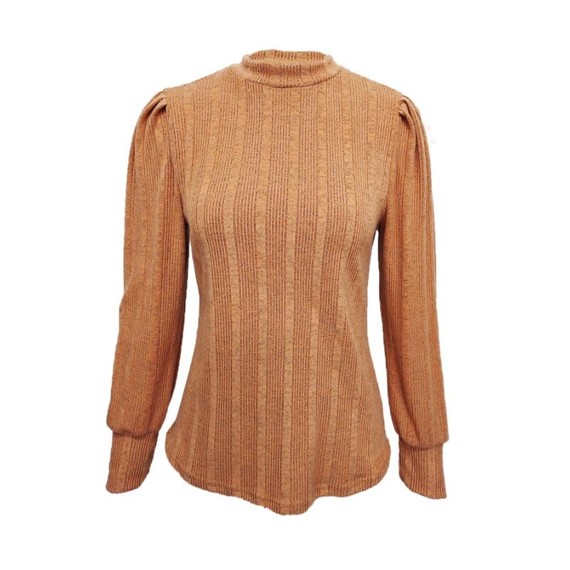 VEZFAA Женская мода повседневная весна осень однотонный принт длинный рукав полуводолазка пуловеры и длинные рукава