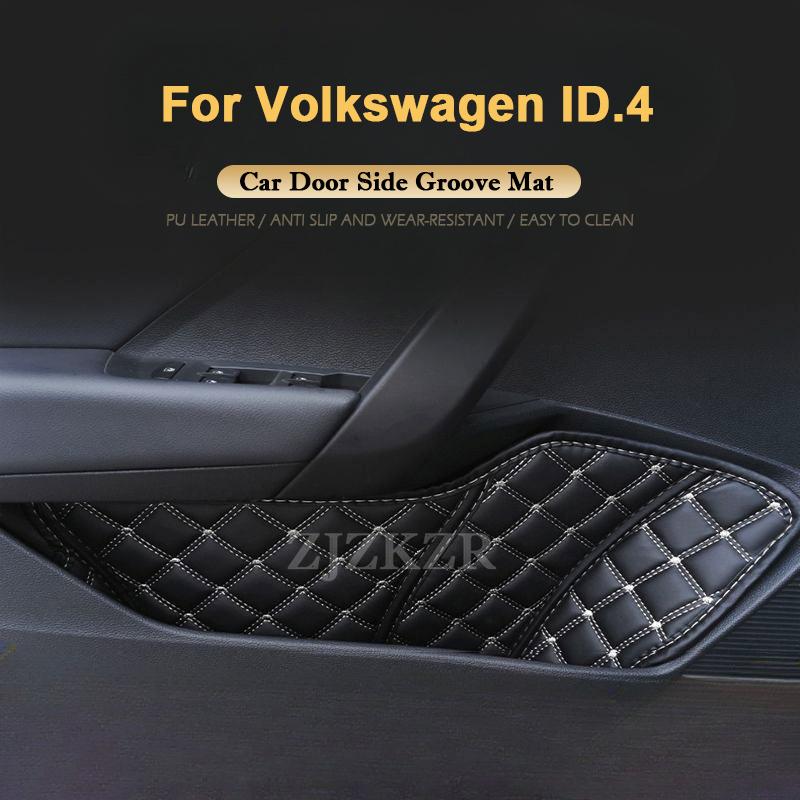 Для Volkswagen VW ID.4 Crozz X -2025 Защитные накладки на органайзеры для хранения в дверях автомобиля, кожаный слот, карманы, аксессуары