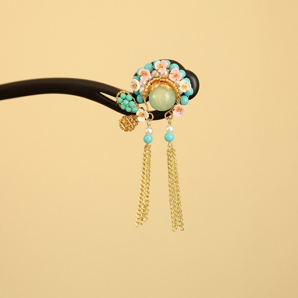 Red New Chinese Style Hair Clip Tassel Hanfu Hairpin Temperament Wooden Hair Stick  Bridal