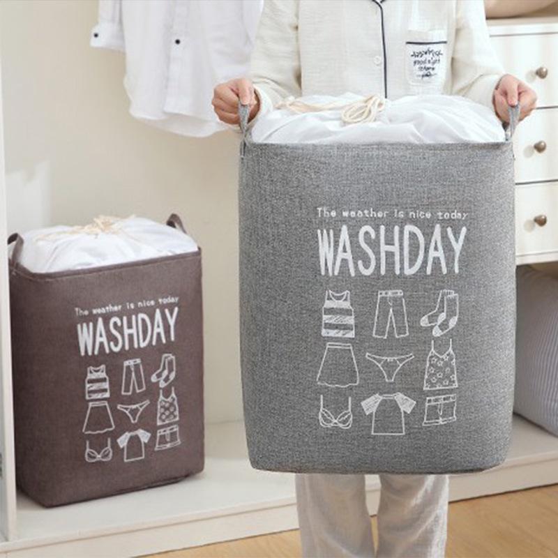 Modern Simple Super Large Capacity Cotton and Linen Drawstring Beam Storage Bag Clothes Storage Bask