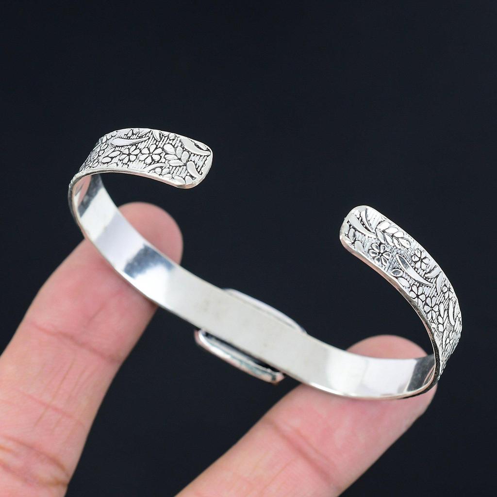 Friendship Day Sale 925 Sterling Silver Multi Fluorite Stone Wife Bangle Jewelry