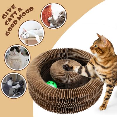 Игрушка-гармошка для кошек, складная когтеточка для кошек с мячиком-колокольчиком, портативная сменная игрушка-когтеточка для домашних кошек, облегчение тревоги, упражнения