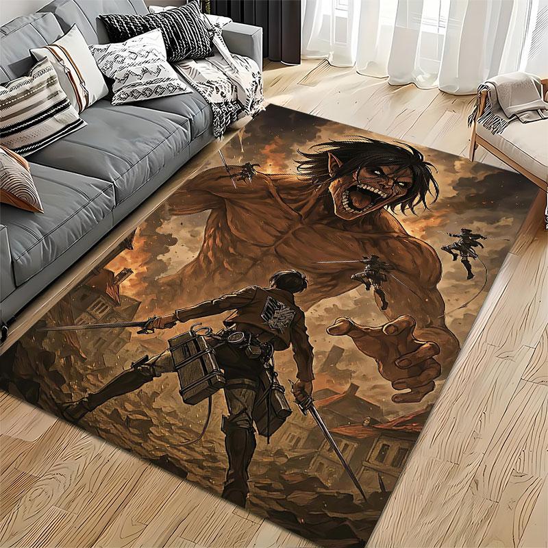 Epic Attack Giant Battle Scene suitable as a non-slip mat for the living room or bedroom sofa