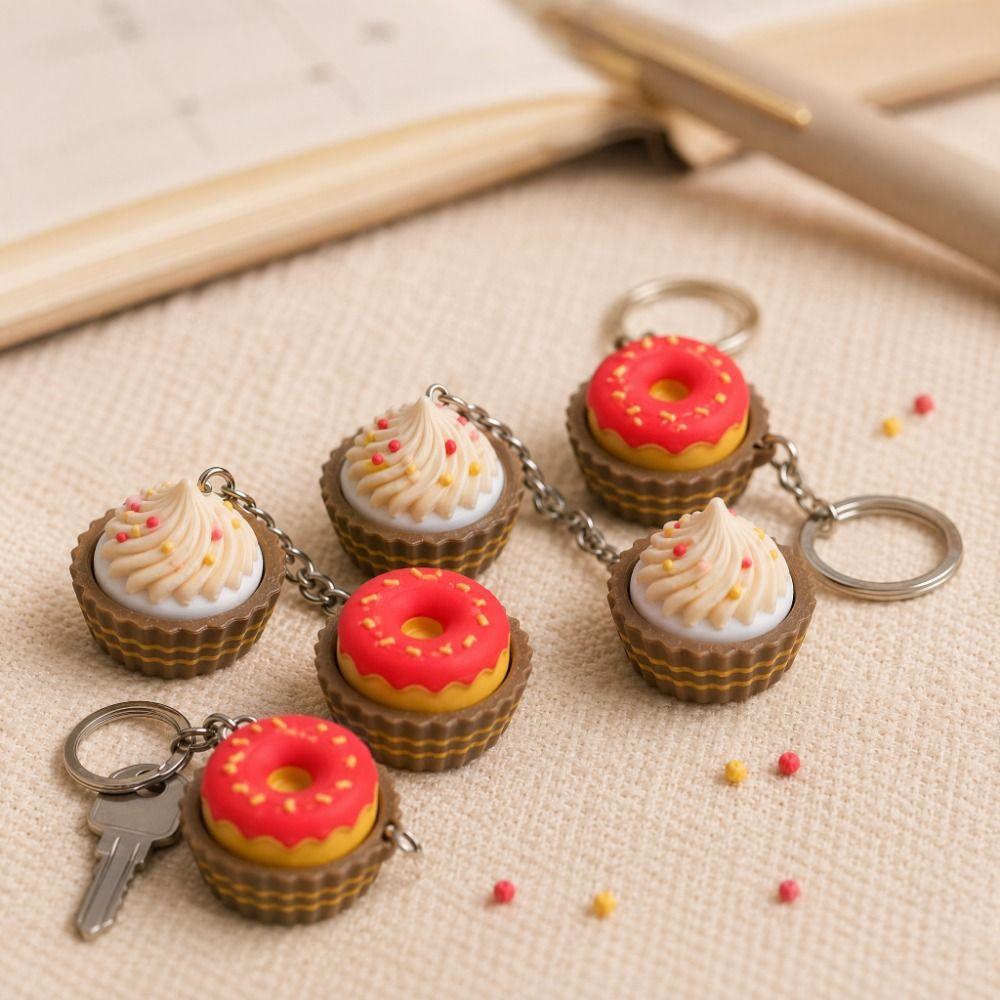 Simulated Dessert Dessert Fidget Clicker Plastic Dessert Button Key Ring for Adults