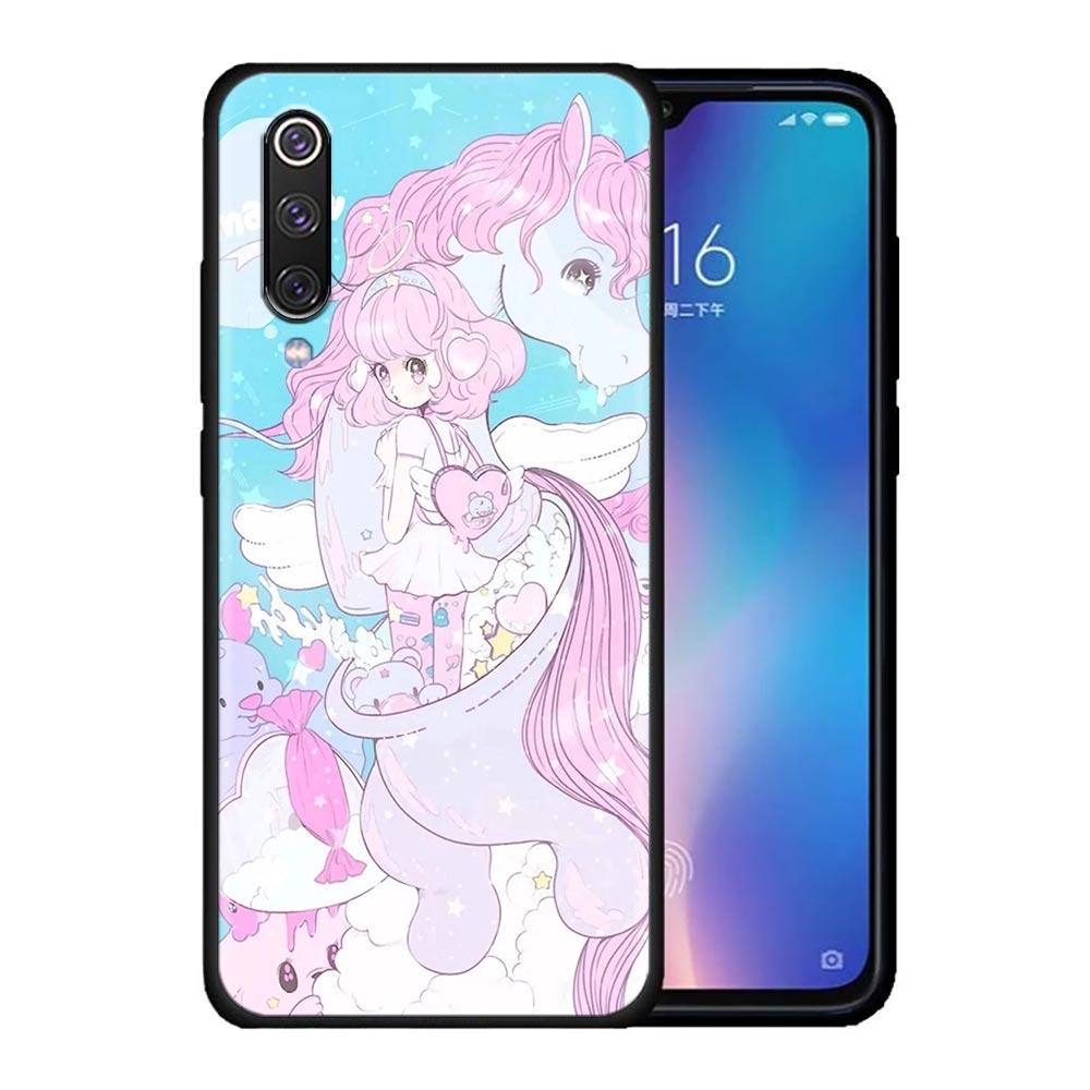 Kawaii аниме милый красивый чехол для телефона для девочек для Xiaomi Mi A2 8 9 SE 9T 10 10T 10S CC9 E Note 10 Lite Pro 5G 4G черный чехол
