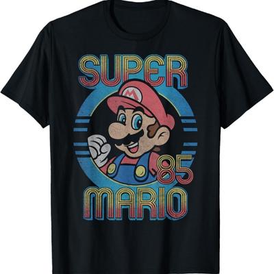 Ретро-футболка Nintendo Super Mario Круглый Винтажный Дизайн